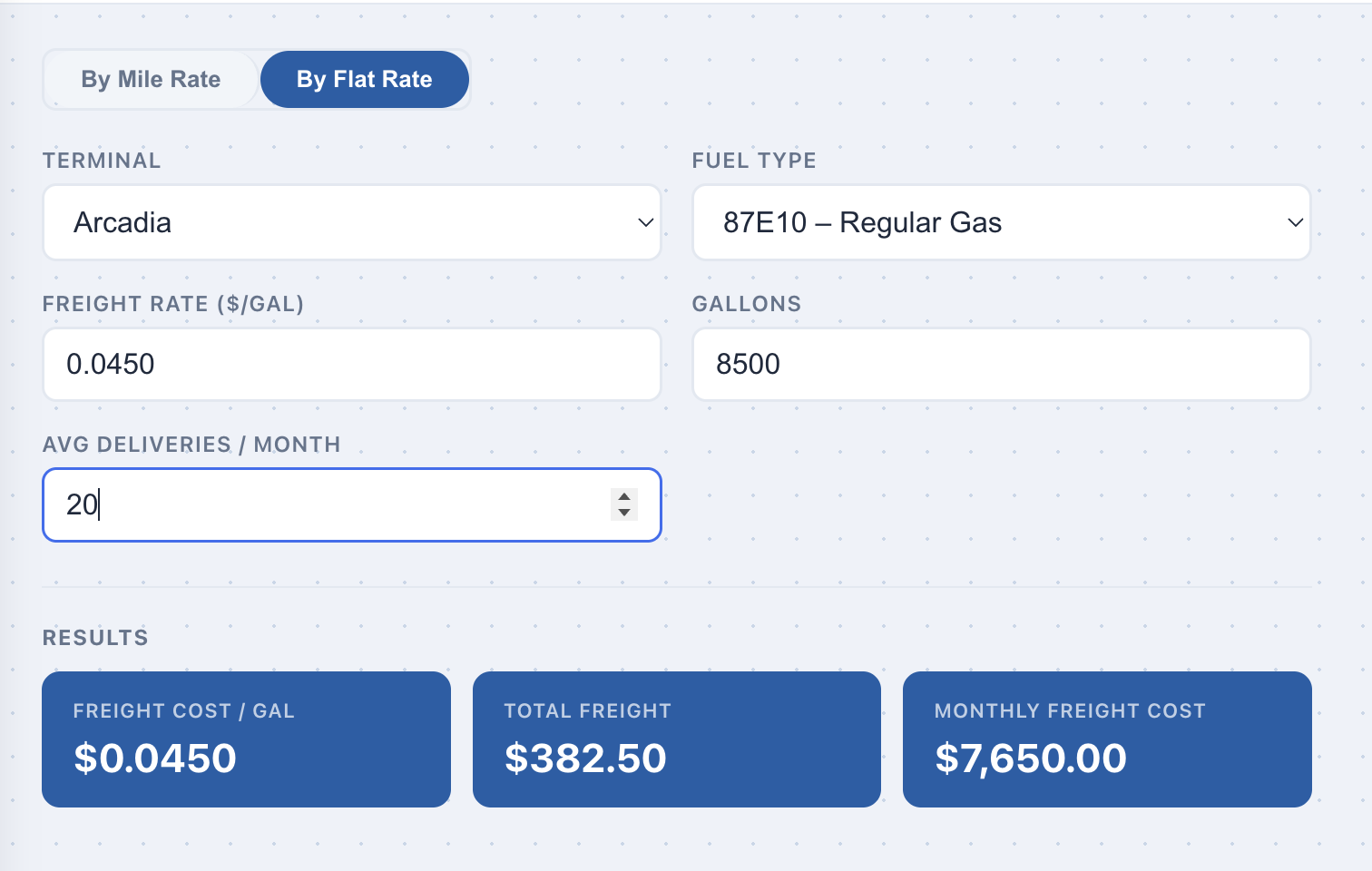 FuelJobberX Delivery Fee Estimator