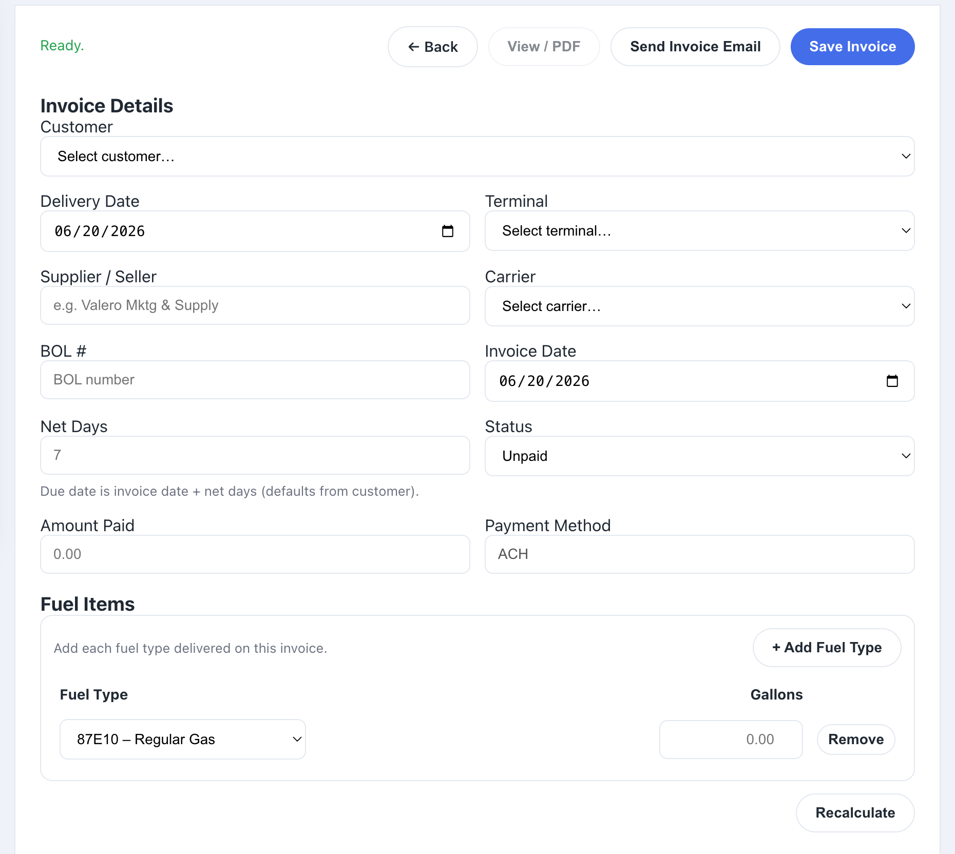 Invoice creation