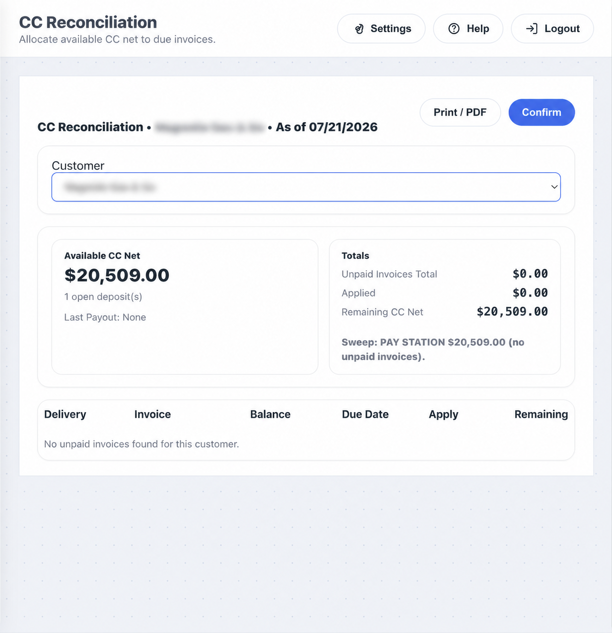 FuelJobberX Running Balance